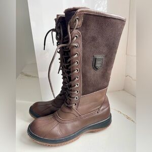 Rudsak ATELIER NOIR BROWN SHEARLING & LEATHER LACE UP BOOTS size 8